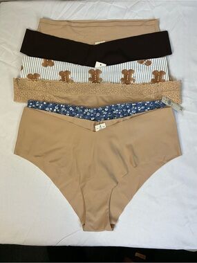 Aerie women’s panties briefs/thongs/hipster Neutral Beige & Mixed-Print - 6 Pack